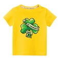 thumbnail image 1 of Virmaxy Toddler Baby Boys Girls Fashion St Patrick's Day T-shirt Little Kids Shamrock Letter Graphic Tee Unisex Kids Spring Summer Short Sleeve Cotton Casual Baggy Tees Yellow-A 4T, 1 of 6