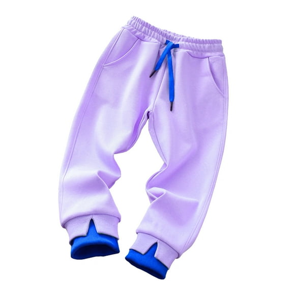 Virmaxy Toddler Baby Boys Girls Sweatpants Elasticated Waist Drawstring Sports Pants With Pocket Winter Fashion Warm Lounge Pants For Kids Purple 4T