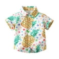 thumbnail image 1 of Virmaxy Toddler Baby Boys Trendy Cotton Printed Hawaiian Shirt Kids Boys Short Sleeve Open Fron Cropped Tops Button Lapel Beachwear with Pocket Summer Fashion Casual Lightweight Blouse Yellow-B 4T, 1 of 7