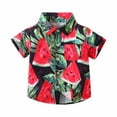 thumbnail image 1 of Virmaxy Toddler Baby Boys Trendy Cotton Printed Hawaiian Shirt Kids Boys Short Sleeve Open Fron Tops Button Lapel Beachwear with Pocket Summer Fashion Casual Lightweight Blouse Red-B 18-24 Months, 1 of 1