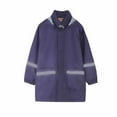thumbnail image 1 of Virmaxy Toddler Baby Girls Boys Fleece Raincoat Kids Mid-Length Solid Hooded Rushing Jacket with Reflective Stripes Long Sleeve Open Front Waterproof Plush Outwear with Pocket Navy 6T, 1 of 9