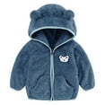 thumbnail image 1 of Virmaxy Toddler Baby Girls Boys Polartec Fleece Hoodies Cute Bear Graphic Ears Fuzzy Coat Solid Color Long Sleeve Zip Up Jacket Winter Fashion Warm Shacket Blue 2T, 1 of 9