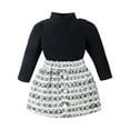 thumbnail image 1 of Virmaxy Toddler Baby Girls Cute Dress Suit 6 Months -4 Years Old Spring And Autumna Set High Round Neck Long-sleeved Top Buttons Skirt Two-piece Set Black, 1 of 8
