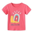 thumbnail image 1 of Virmaxy Toddler Baby Girls Cute Graphic Crop Tops 2-7 Years T-shirt Printed Kids Round Neck Short Sleeve Top Watermelon Red, 1 of 5