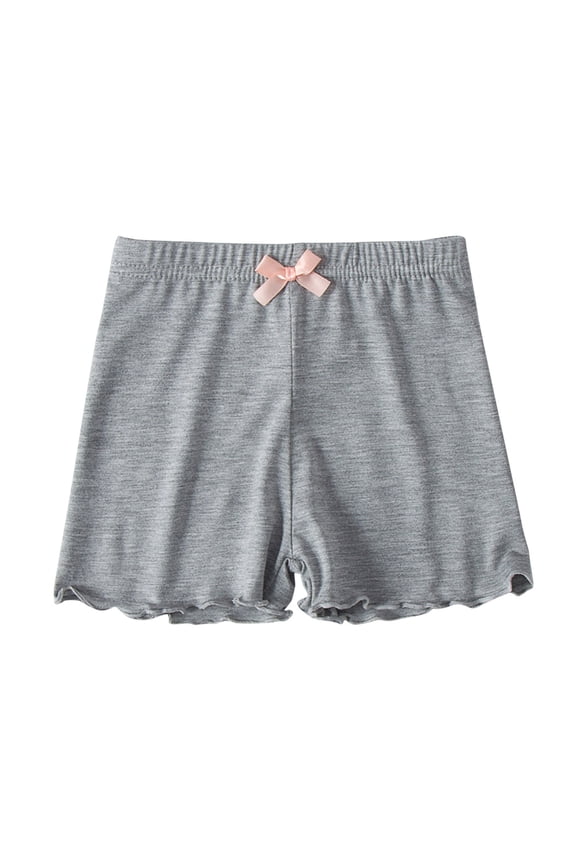 Toddler Baby Girls Cute Shorts Summer Bow Solid Anti-Glare Bottoming Shorts Children Lace Elastic Waist Casual Outside Shorts Gray 2 Years