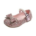 thumbnail image 1 of Virmaxy Toddler Baby Girls Dress Shoes Closed Toe Bow Mary Jane Shoes With Diamond Princess Crystal Shoes Fashion Wedding Party Dance Flat Shoes for Kids Pink 6.5, 1 of 4
