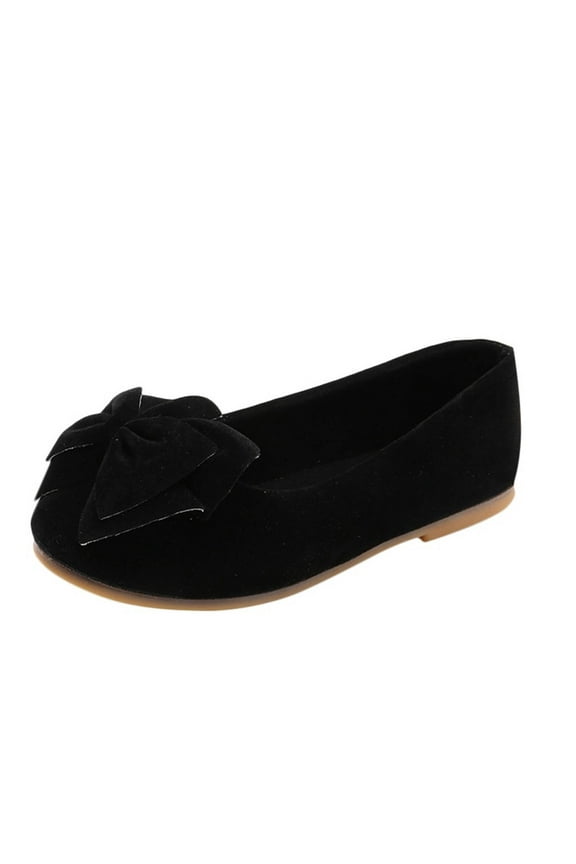Toddler Baby Girls Dress Shoes Flock Leather Mary Jane Shoes Bow Anti Skid College Style Princess Flat Shoes Fashion Wedding Party Dance Shoes for Kids Black 9