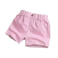 thumbnail image 1 of Virmaxy Toddler Baby Girls Lightweight Jeans Shorts (3-14Y)Kids Girls Spring Summer Solid Color Shorts with Front Back Pockets Elastic Waist Micro Elastic Denim Shorts Pink-B 4 Years, 1 of 3