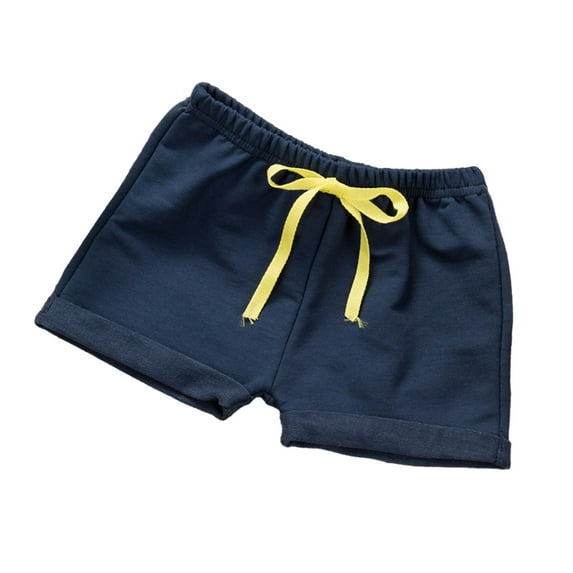 Virmaxy Toddler Baby Lightweight Shorts 0-8Y Boys and Girls Cotton Shorts Pants for Kids In Solid Colors Blue 4Y