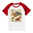 thumbnail image 1 of Virmaxy Toddler Boys Girls Cute Dinosaur Print T-Shirt Unisex Kids Trendy Plunger Short Sleeve Blouses 2025 Summer Lightweight Loose Fit Crewneck Blouses Tops Red-3 3 Years, 1 of 8