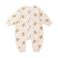 thumbnail image 1 of Virmaxy Toddler Boys Girls Cute Graphic Romper Fall Winter Warm Overalls Young 1-12 Months Jumpsuit Hooded Cotton Rompers Infant Spring And Summer Outfits Khaki, 1 of 6