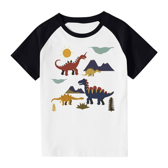Virmaxy Toddler Boys Girls Kawaii Dinosaur Print T-Shirt Children'S Trendy Plunger Short Sleeve Blouses 2025 Summer Lightweight Loose Fit Crewneck Blouses Tops Black-1 3 Years
