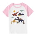 thumbnail image 1 of Virmaxy Toddler Boys Girls Kawaii Dinosaur Print T-Shirt Children'S Trendy Plunger Short Sleeve Blouses 2025 Summer Lightweight Loose Fit Crewneck Blouses Tops Pink-1 13 Years, 1 of 8