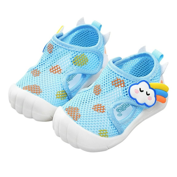 Virmaxy Toddler Fashion Non-slip Summer Children's Shoes Baby Shoes Slip Thin Learning Shoes Summer Mesh Baby Soft Soled Shoes Blue 5 Months