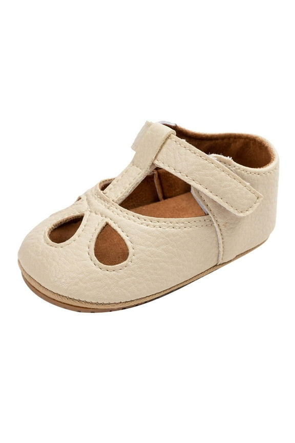 Toddler Infant Baby Girls Shoes PU Leather Buckle Mary Jane Shoes Non-Slip Hollow Out Closed Toe First Walkers Shoes Casual Soft Sole Crib Shoes For Newborn White 5