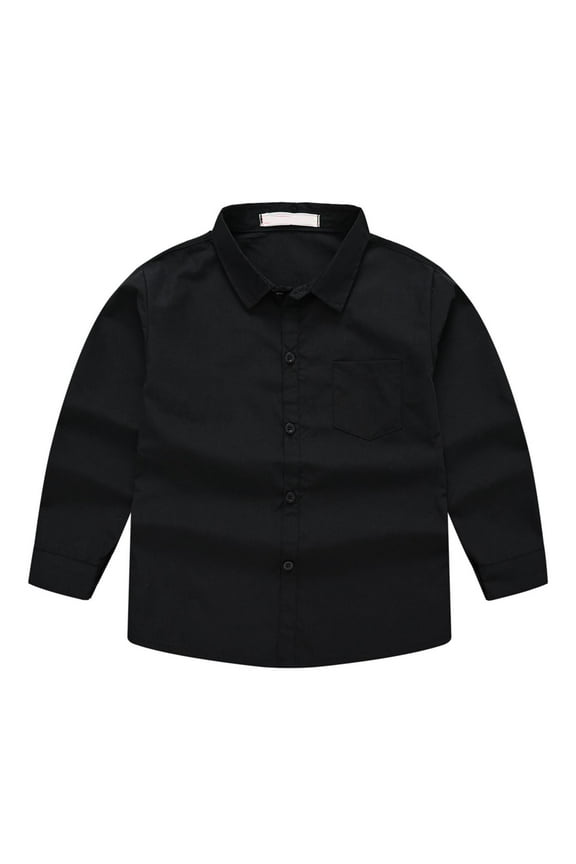 Toddler Shirt Jacket Boys Girls Suit Collar Shirt Solid Colour Solid Colour Long Sleeve Lapel Button Down Jacket Children's Shirt Jacket Black 5T