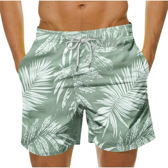 Virmaxy Tropical Floral Beach Shorts for Men Breathable Hawaiian Print Swimwear with Elastic Waist Drawstring Summer Shorts for Island Getaways Multicolor-25 XL