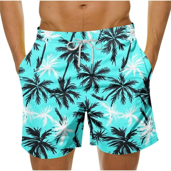 Virmaxy Tropical Floral Beach Shorts for Men Breathable Hawaiian Print Swimwear with Elastic Waist Drawstring Summer Shorts for Island Getaways Multicolor-28 M