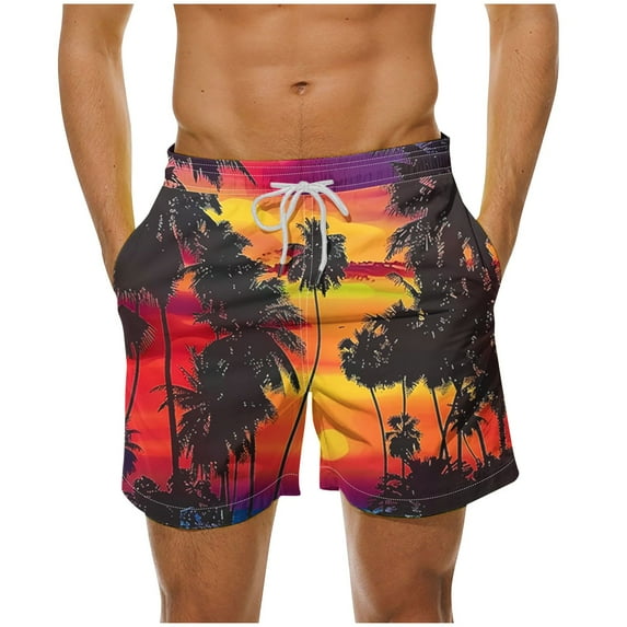 Virmaxy Tropical Floral Beach Shorts for Men Breathable Hawaiian Print Swimwear with Elastic Waist Drawstring Summer Shorts for Island Getaways Multicolor-46 XXXXL