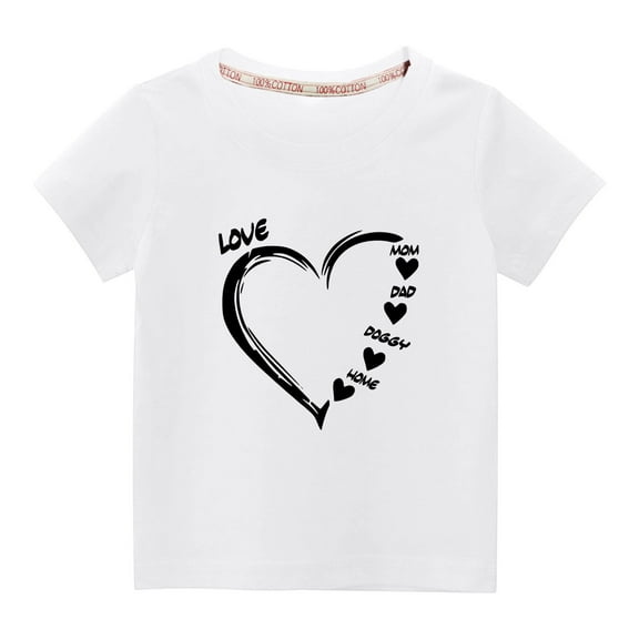 Virmaxy Unisex Kids Family Valentine's Day Basic Tee Spring Summer Short Sleeve Cotton Casual Baggy Tees Toddler Baby Boys Girls Letter Love Graphic T-shirt White-B 4T