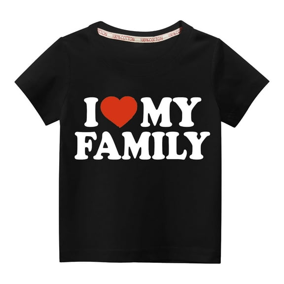 Virmaxy Unisex Kids Valentine's Day Basic Tee Toddler Baby Boys Girls Letter Love Graphic T-shirt Crew Neck Pullover Shirt Spring Summer Short Sleeve Cotton Casual Baggy Tees Black-C 7Y