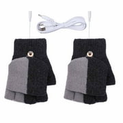 VIRMAXY Usb Heated Gloves Usb Rechargeable Knitted Heated Gloves Washable Hand Warmer Gloves Half Finger