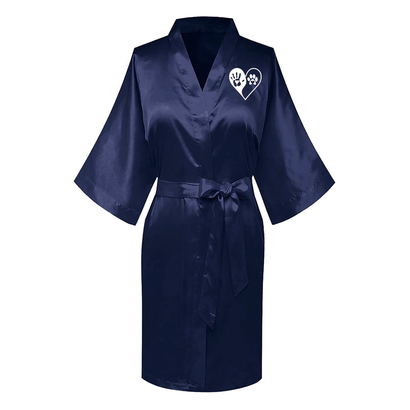 Virmaxy Valentine's Day Satin Robe for Women Love Cat's Paw Graphic ...