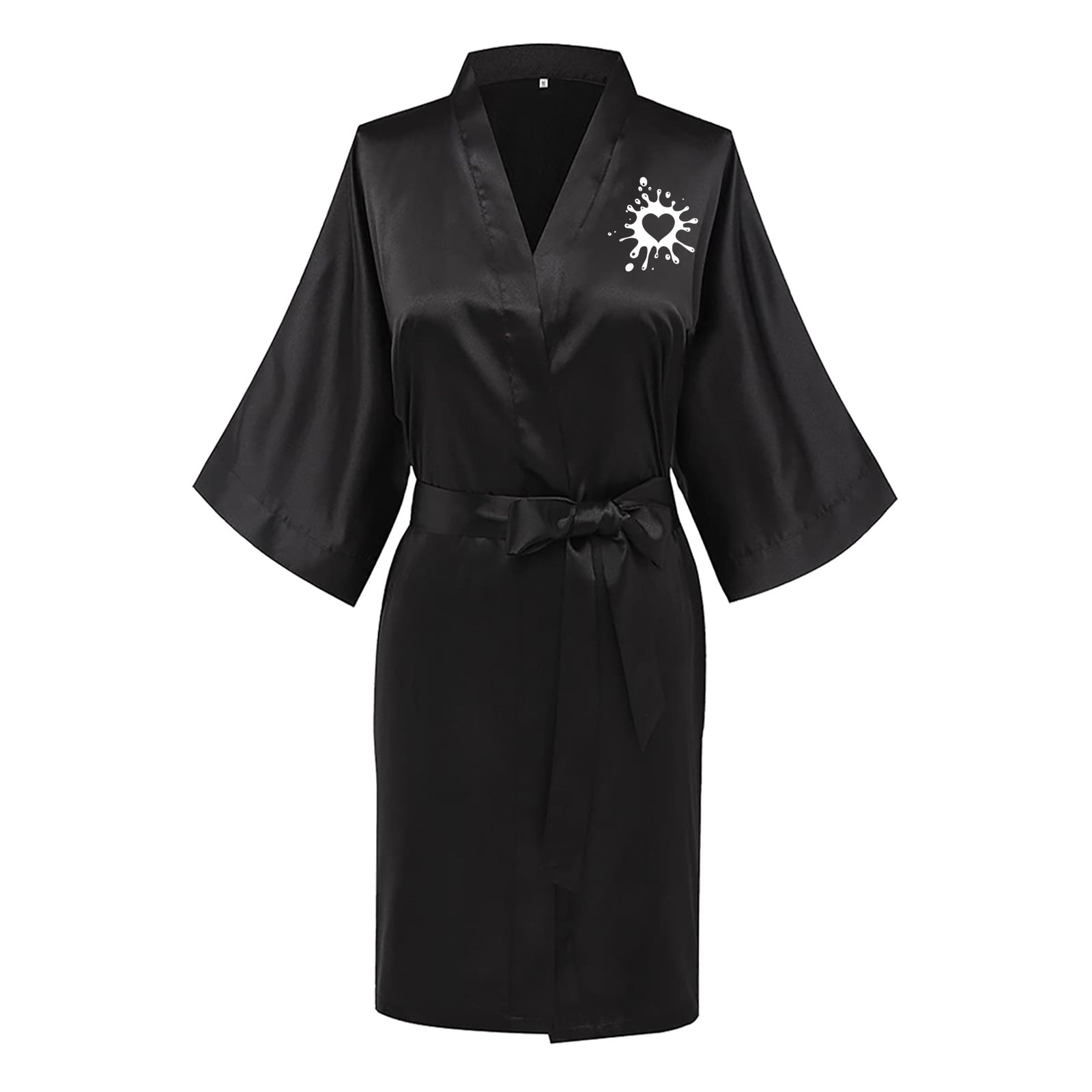 Virmaxy Valentine's Day Satin Robe for Women Love Graphic Long Satin ...