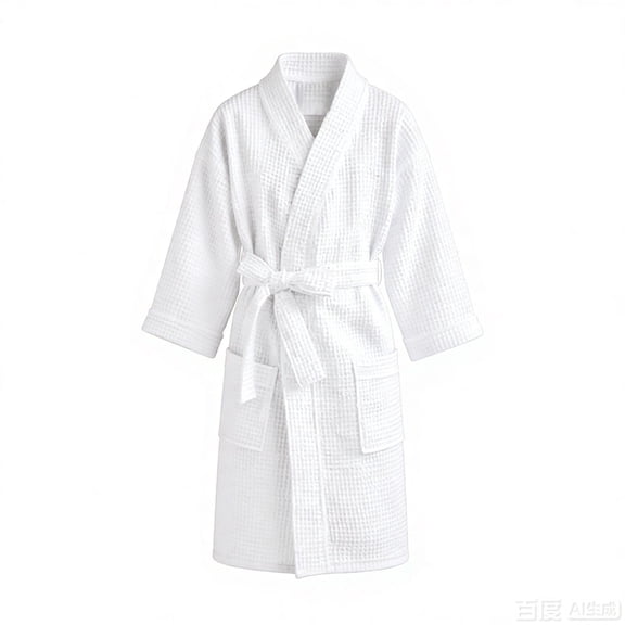 Virmaxy Waffle Weave Kimono Robe Breathable Long Sleeve with Belt and Pockets Lightweight Loungewear for Home and Travel,for 3.3'-3.8' White