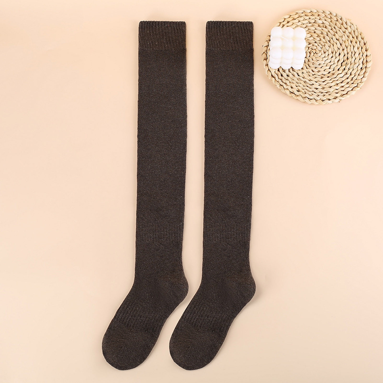 Virmaxy Women's Cotton Socks Knee High Knit Socks Solid Colour