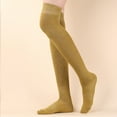 thumbnail image 1 of Virmaxy Women's Cotton Socks Knee High Knit Socks Solid Colour Thickened Terry Autumn and Winter Warm Socks Yellow One Size, 1 of 6