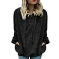 thumbnail image 1 of Virmaxy Women's Fleece Lined Hoodie Solid Color Hooded Sweatshirt Coat Winter Warm Wool Half Zipper Pullover Sweatshirt With Pockets Cotton Outwear For Women Black L, 1 of 5