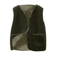 thumbnail image 1 of Virmaxy Women's Fleece Vests Pure Color Sleeveless Plush Vest Cardigan Vest Versatile Zipper Blouse Fuzzy Faux Shearling Lapel Zipper Winter Warm Vests Army Green M, 1 of 7