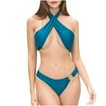 thumbnail image 1 of Virmaxy Women's High Cut String Triangle Bikini Set Cross Criss Push Up Two Piece Bathing Suits New Fashion Split Swimsuit Alluring Casual Bikini Swimsuit Green M, 1 of 5