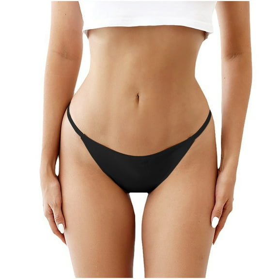 Virmaxy Women's Seamless Cheeky Panties Alluring Lace Underwear Comfortable And Slim Hollowed Out Solid Panties Briefs Black L