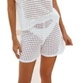 thumbnail image 1 of Virmaxy Women's Solid Color Alluring Cover-Up Shorts Knit Bikini Swimsuit Hollow Out Beach Shorts Solid Color Alluring V-Neck Knitted Bikini Swimsuit Cover-Up Hollow Beach Suit White M, 1 of 5