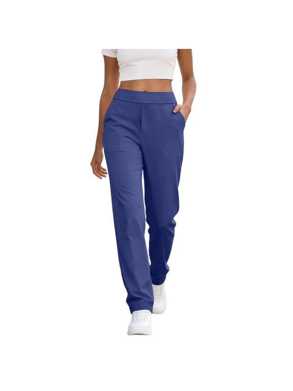 Women's Stretchy Comfort Yoga Pants Straight Leg Regular Lenth Casual Athletic Pants with Pockets for Outdoor Activities and Home Wear