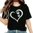thumbnail image 1 of Virmaxy Women's Valentines Day Short Sleeve Shirt Girls Short Sleeve WorkOut Blouse Tops Valentine's Day Gift Shirt Dogs Paw Heart Print T-Shirt Tops Black XS, 1 of 6