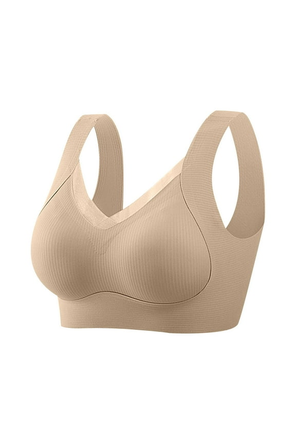Women's Wireless Back Row Three Buckle Tank Top Bras Small Breasts Gathered Non-Marking Bra Underwear Lace Gathered Bra Plus Size Sports Bra Underwear Yoga Hollow Out Bra Cup Khaki M