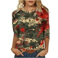 thumbnail image 1 of Virmaxy Womens 2024 Halloween Irregular Printed Round Neck Sleeve 3/4 Sleeve T-Shirt Tops Seven Sleeve Crew Neck Tops/Shirts Camouflage-1 XXL, 1 of 4