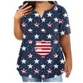 thumbnail image 1 of Virmaxy Womens 4th of July Shirts Independence Day Plus Size V-Neck Short Sleeve T-Shirt Casual Printed Top Short Sleeve V-Neck Top/Shirt Blue-4 Xxl, 1 of 5