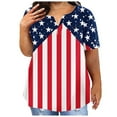 thumbnail image 1 of Virmaxy Womens 4th of July Shirts Independence Day Plus Size V-Neck Short Sleeve T-Shirt Casual Printed Top Short Sleeve V-Neck Top/Shirt Red-4 Xxl, 1 of 5