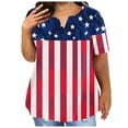 thumbnail image 1 of Virmaxy Womens 4th of July Shirts Independence Day Plus Size V-Neck Short Sleeve T-Shirt Casual Printed Top Short Sleeve V-Neck Top/Shirt Red-5 Xl, 1 of 5