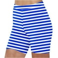 thumbnail image 1 of Virmaxy Womens Athletic Workout Running Shorts High Waist Summer Striped Printed Bottoms Beach Shorts Summer High Waisted Shorts Summer Casual Stretch Short Sport Shorts Blue-B 2XL, 1 of 5