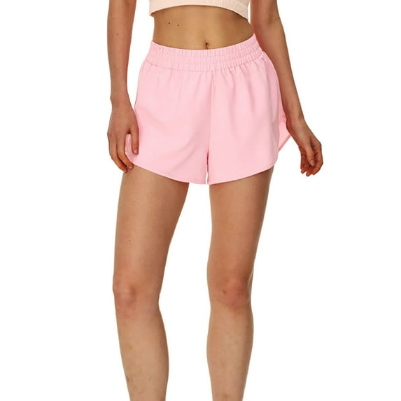 Virmaxy Womens Athletic Workout Running Shorts Sports Shorts Fitness Running Casual Pants Thin Section Anti-Glare Quick-Drying Shorts Pink S