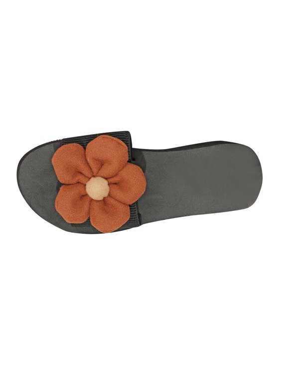 Womens Beach Sandals Women's New Summer One-line Fivel Flower Platform Slippers Wear Fashionable Beach Sandals Slippers Coffee 35