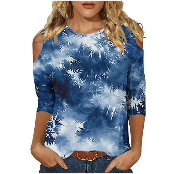 Virmaxy Womens Blouses Long Sleeve Shirt Women Casual Fashion Solid Color Button T-Shirt Long Sleeves One Shoulder Top Blouse Tops Blue-6 M