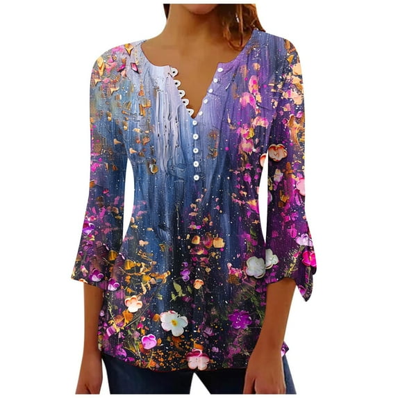 Virmaxy Womens Blouses Long Sleeve Shirt Women Casual Fashion Solid Color Button T-Shirt Long Sleeves One Shoulder Top Blouse Tops Multicolor-1 XL