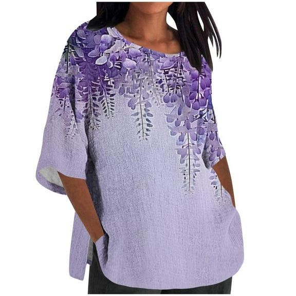 Virmaxy Womens Blouses Long Sleeve Shirt Women Casual Fashion Solid Color Button T-Shirt Long Sleeves One Shoulder Top Blouse Tops Purple-14 S