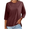 thumbnail image 1 of Virmaxy Womens Blouses Long Sleeve Shirt Women Casual Fashion Solid Color Button T-Shirt Long Sleeves One Shoulder Top Blouse Tops Red-2 XL, 1 of 7